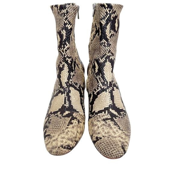 Loeffler Randall Tan Snakeskin Flare Block Heel Booties Sz 8.5 - Picture 3 of 10